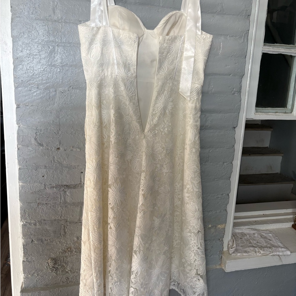 Aidan Mattox Cream Sweetheart Strapless Sundress